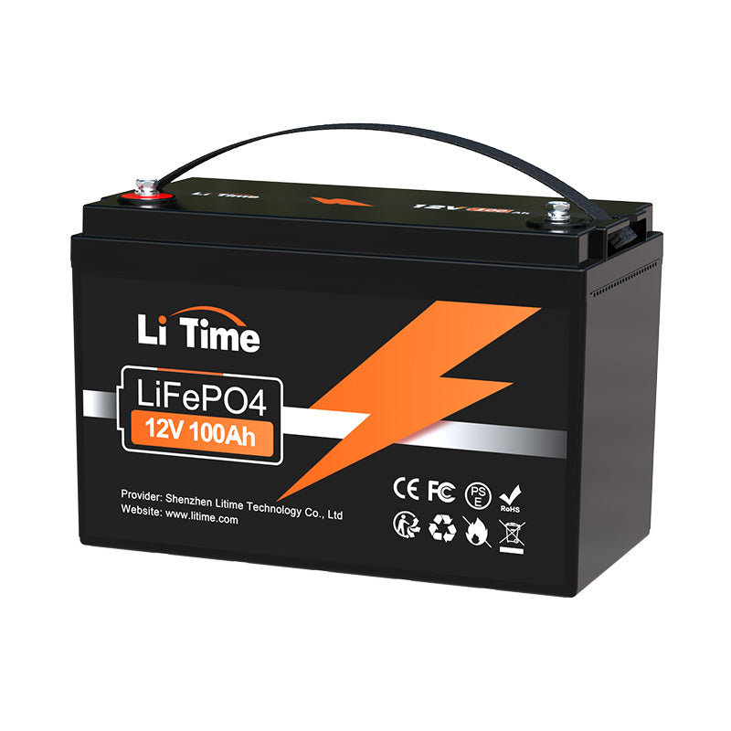 LiTime 12V 100Ah LiFePO4 Lithium Battery, Built-In 100A BMS, 1280Wh Energy  - 1 Pack 12V 100Ah