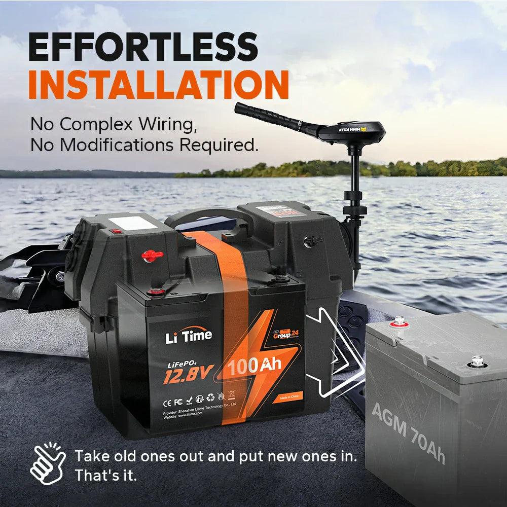 LiTime Group 24 lithium battery allows effortless installation with no complex wiring or modifications