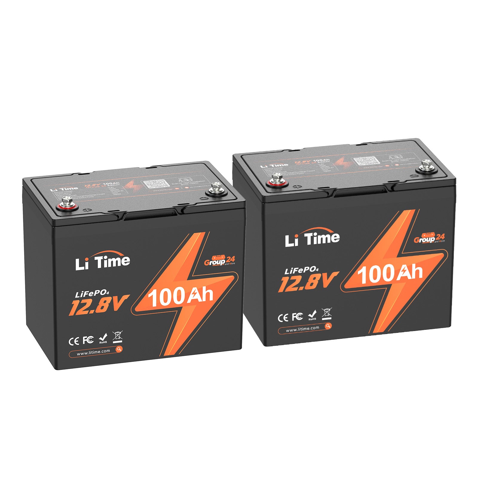 LiTime 12V 100Ah Group 24 Deep Cycle LiFePO4 Lithium Battery Pack 2