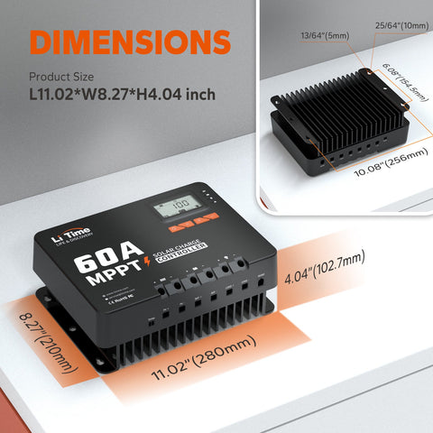 LiTime 60A MPPT 12V/24V/36V/48V dimensions