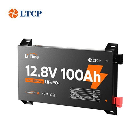 LiTime 12V 100Ah Slim LiFePO4 Lithium Metal Case Deep Cycle Battery